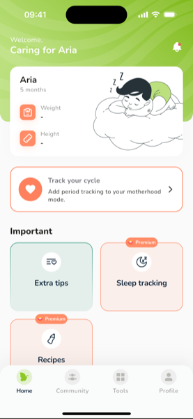 Baby home screen