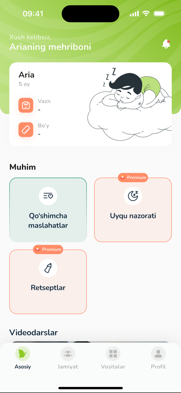 Chaqaloq asosiy ekrani